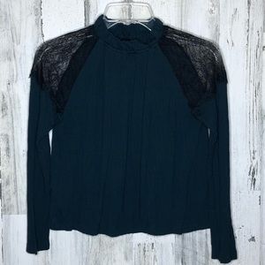ZARA High Neck Lace Long Crop Top